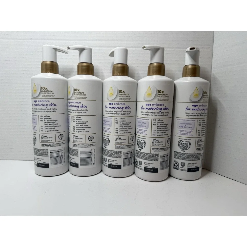5 Pack New Dove Body Love Age Embrace Body Cleanser Peptide Serum 17.5oz